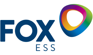 Fox ESS logo: the word "FOX" in navy blue above "ESS" in light blue, beside a multi-coloured abstract circular swoosh.