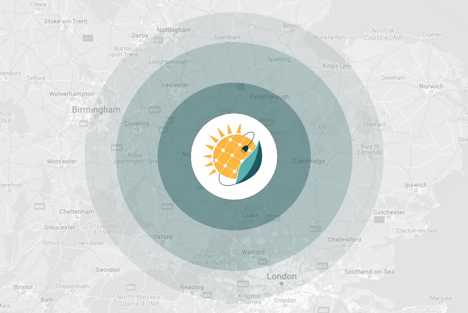 Areas We Cover RT Solar RT Solar service coverage area map highlighting regions covered across the Midlands and surrounding areas